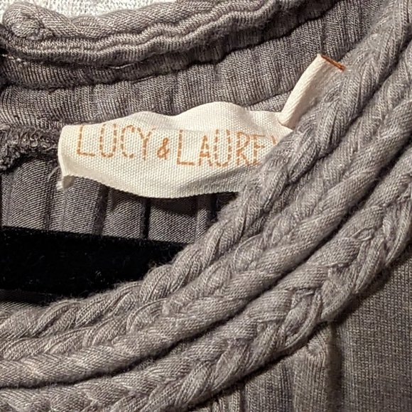 Lucy & Laurel Long Distressed Grey Tank with a Braided Neckline EUC - Picture 5 of 9